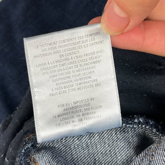 Anthropologie Pilcro Dark Wash Blue Jeans Sz 34 Stretch Denim Straight Mid-Rise - Picture 11 of 14